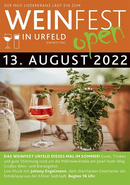 Das Plakat zum WEINFEST open in Urfeld 2022