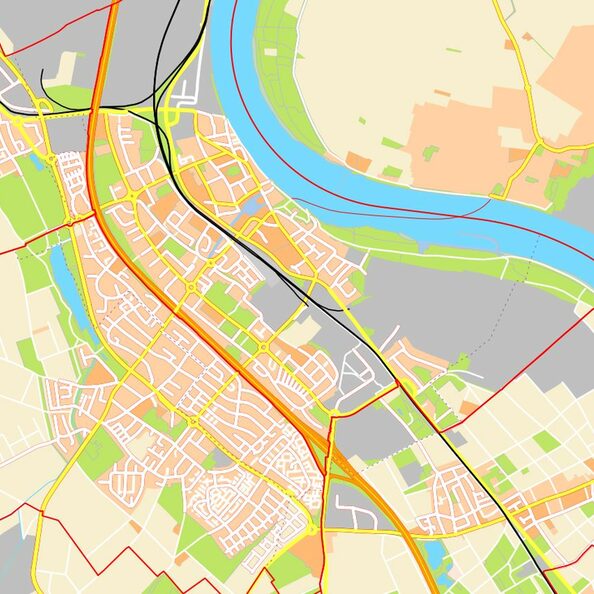 farbige Karte für das Stadtgebiet von Wesseling